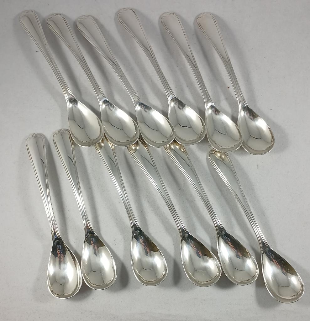 12 zilveren ijslepels Rondfilet antiek 835 zilver, Ophalen of Verzenden, Zilver