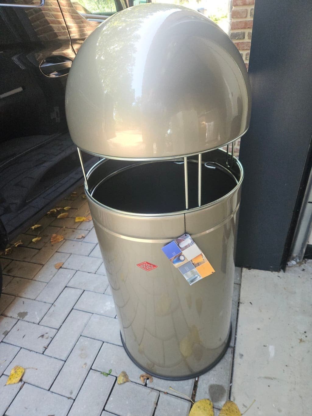 Afvalbak Wesco Big Cap nieuw zilver 120 liter nieuw in doos., Nieuw, 40 liter of meer, Ophalen of Verzenden, Rvs
