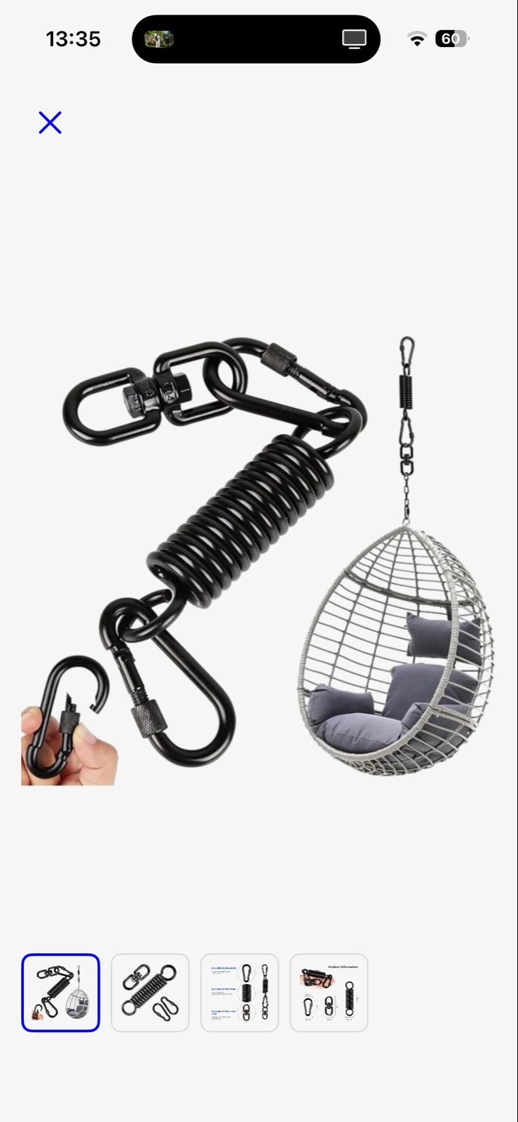 Hangstoel Bevestigingsset: Veer, Karabijnhaken, Draaihaak, Ophalen of Verzenden, Nieuw, Meerpersoons, Binnen