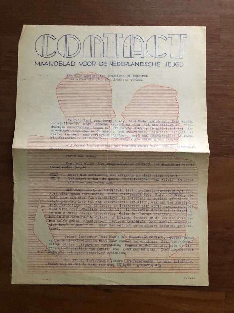 1945 (Mei?). Werfpamflet voor CONTACT, Maandblad voor de, Boeken, Verzenden, Overige onderwerpen, Tweede Wereldoorlog, Gelezen