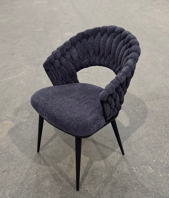 Eetkamer stoel Antraciet gevlochten design stoelen, Nieuw, Ophalen of Verzenden, Eric kuster stijl, Eén