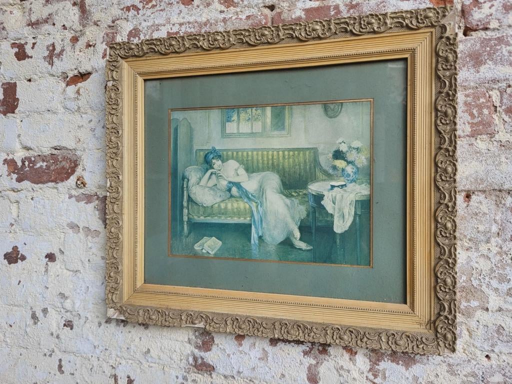Frans brocante schilderij / allegonda, Ophalen of Verzenden