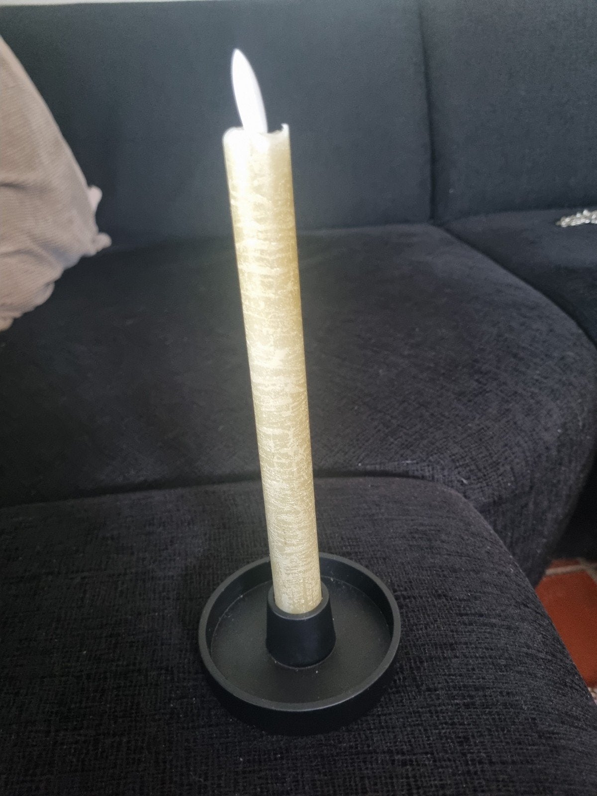 Kandelaar met LED-kaars, zwart, doos C, Huis en Inrichting, Gebruikt, Zwart, Ophalen of Verzenden, Metaal