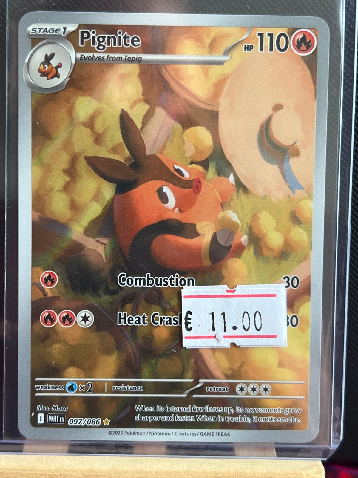 Pignite Pokémon Kaart 097/086 WHT EN - Zo goed als nieuw, Ophalen of Verzenden, Zo goed als nieuw, Losse kaart