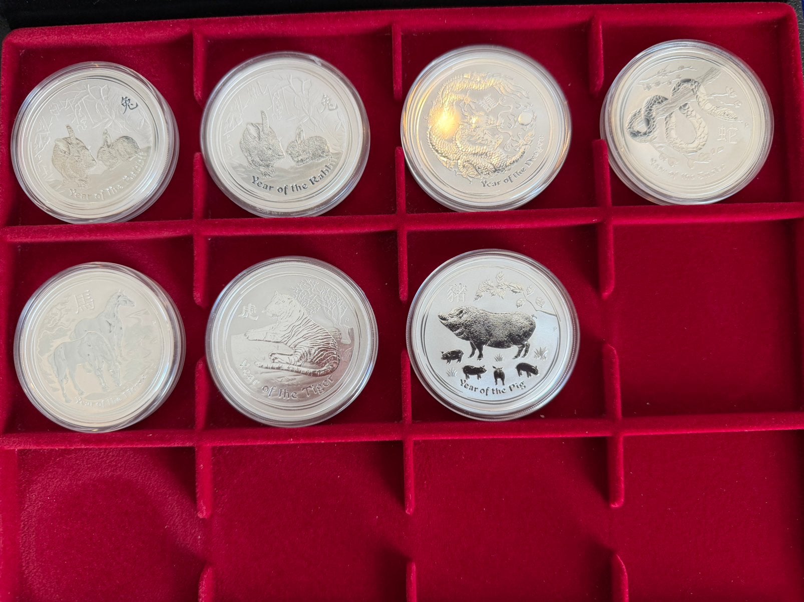 Diverse lunar 2 van 2 oz wegens stoppen verzameling, Ophalen of Verzenden, Zilver
