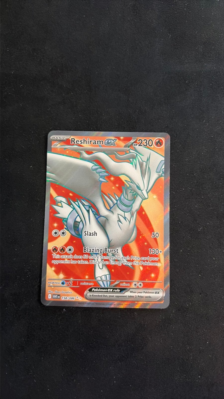 Reshiram ex 158/086 White Flare, Ophalen of Verzenden, Zo goed als nieuw