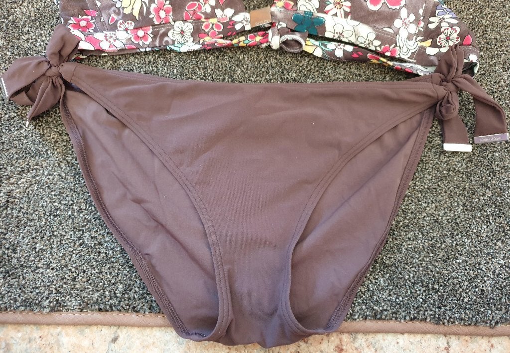 Calvin Klein prachtige bruin bikini broekje BH 34 C L, Kleding | Dames, Bruin, Verzenden, Zo goed als nieuw, Bikini