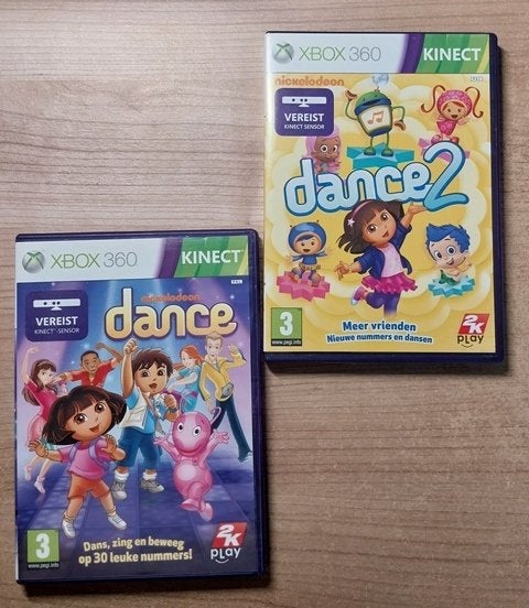 Nickelodeon Dance 1 + 2 (Xbox 360), Spelcomputers en Games, Games | Xbox 360, Zo goed als nieuw, Muziek, 3 spelers of meer, Vanaf 3 jaar