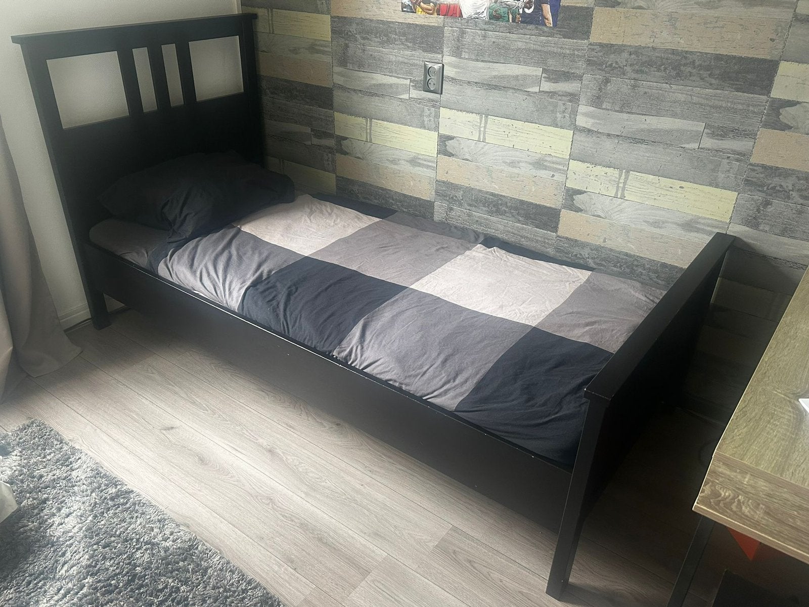 Bed 90/200 ikea, Ophalen, 90 cm, Eenpersoons, Zwart