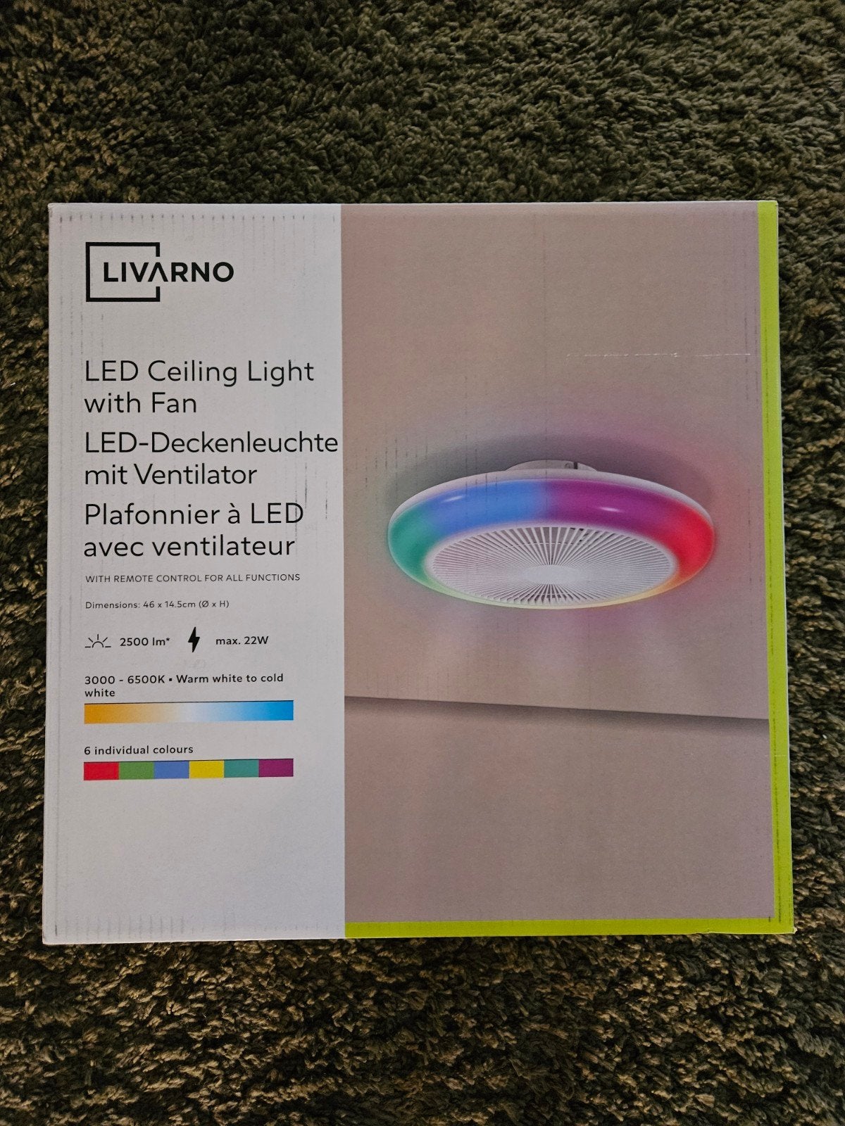 LIVARNO LED Plafondlamp met Ventilator - Nieuw in doos, Kleur aanpasbaar, Ophalen, Nieuw