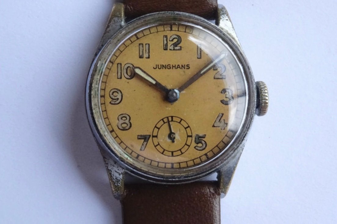 vintage Junghans horloge uit jaren 40, Overige merken, Staal, Met bandje, Polshorloge