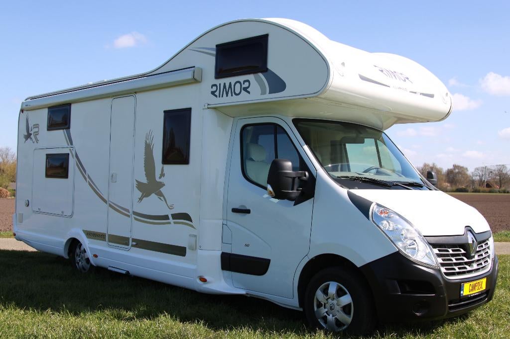 Rimor Katamarano 50 !stapelbedden 4! Dak Airco Zonnepaneel, Alkoof, Ringverwarming, Luifel, 7 tot 8 meter