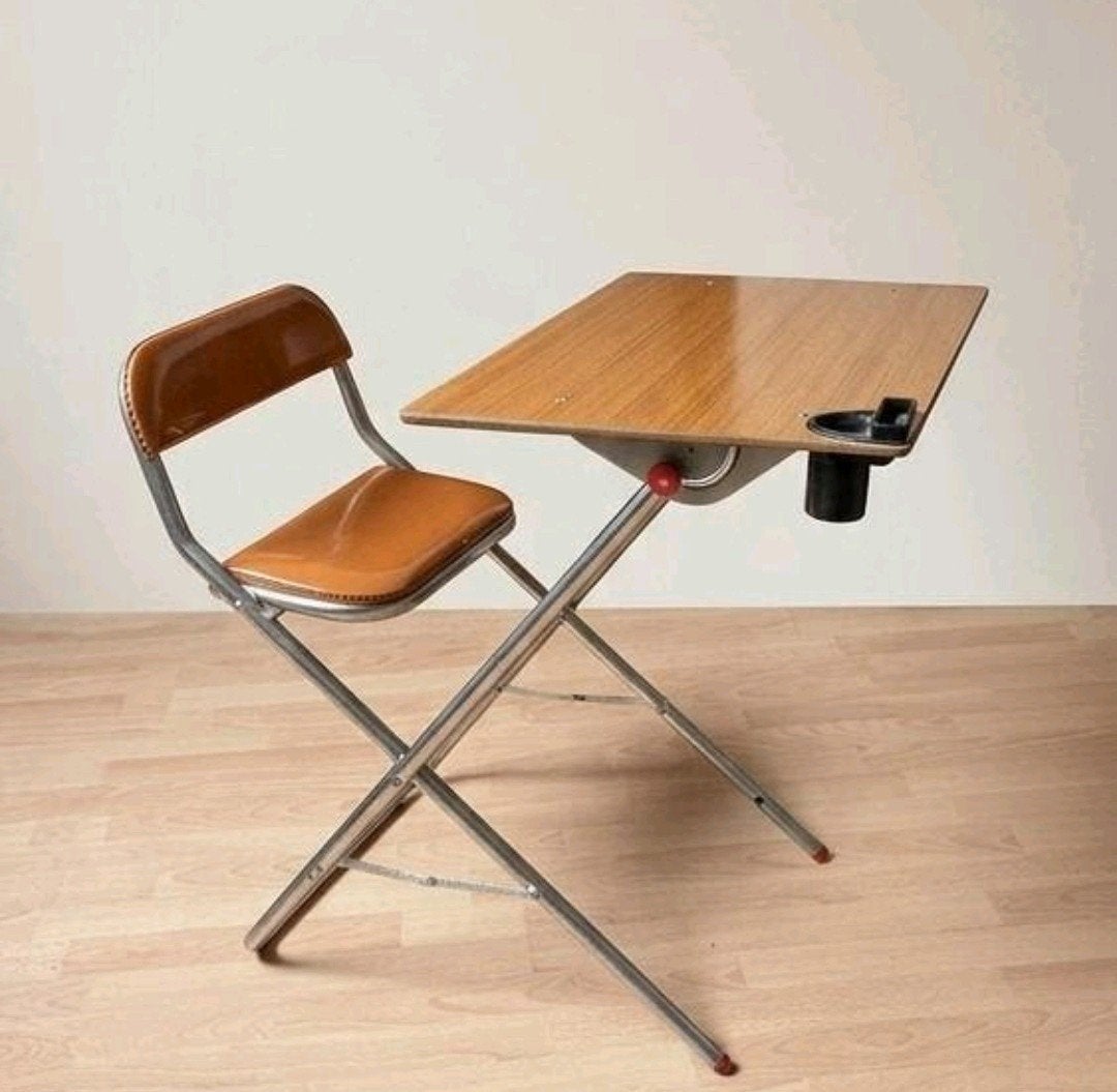 Vintage Opvouwbaar Kinderbureau & Stoel - Gico Toys/Platone, Ophalen