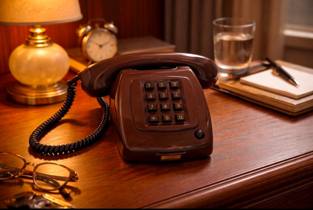 Vintage T65 PTT de luxe mocca telefoon, Ophalen of Verzenden