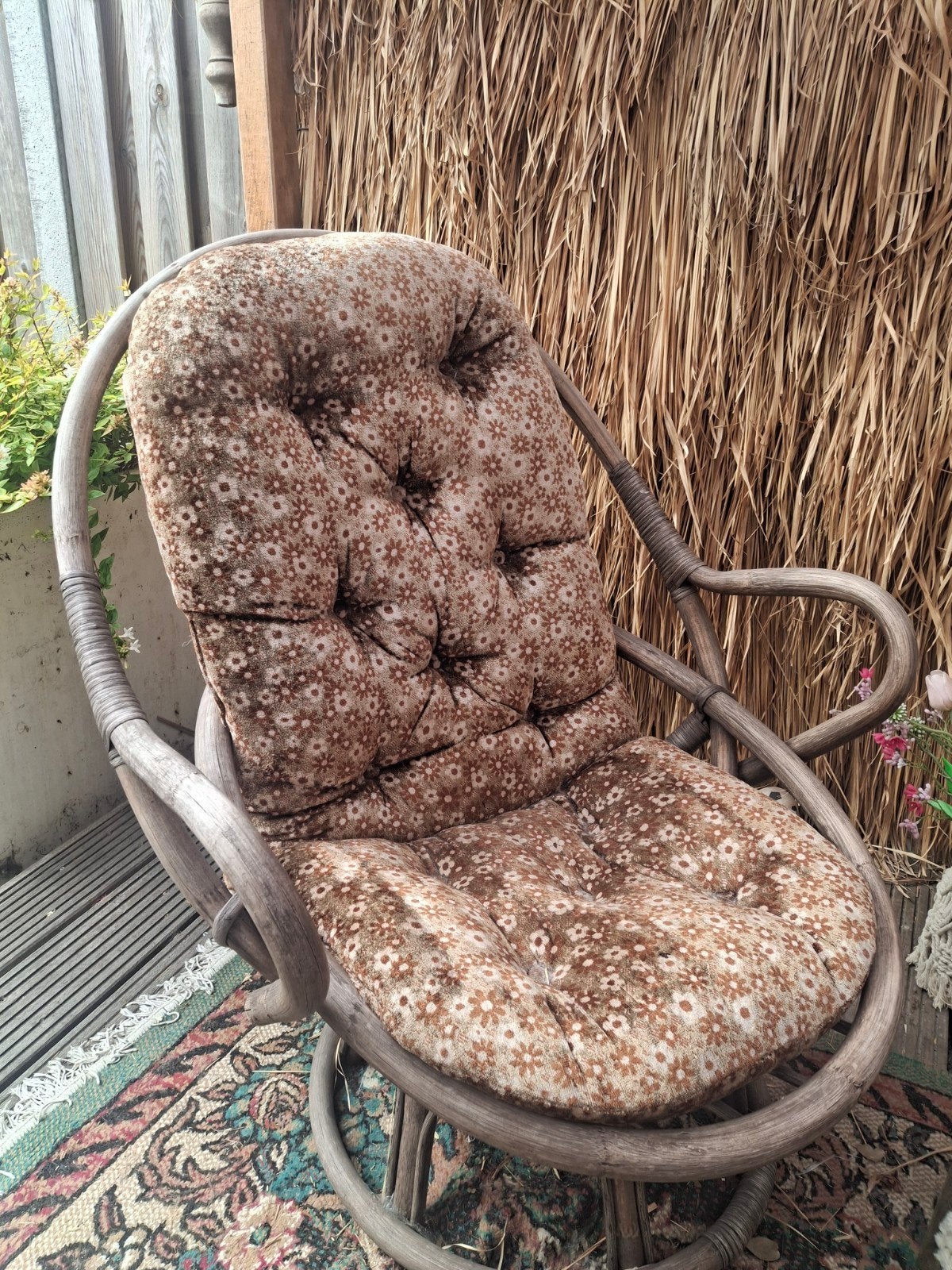vintage Manou rotan draaifauteuil, Ophalen, Rotan