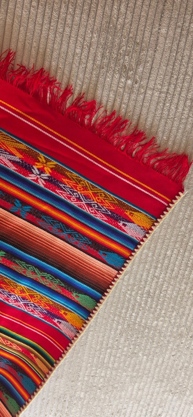 Nieuw geweven katoenen tafelkleed uit Ecuador 170x260, Nieuw, Katoen, Meerkleurig, Handgemaakt