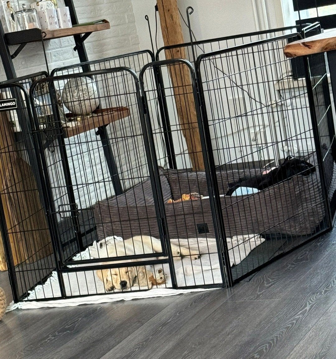 Flamingo puppyren 80 hoog 6 delen met deur, Dieren en Toebehoren, Hondenhokken, Ophalen, Gebruikt, 65 tot 100 cm