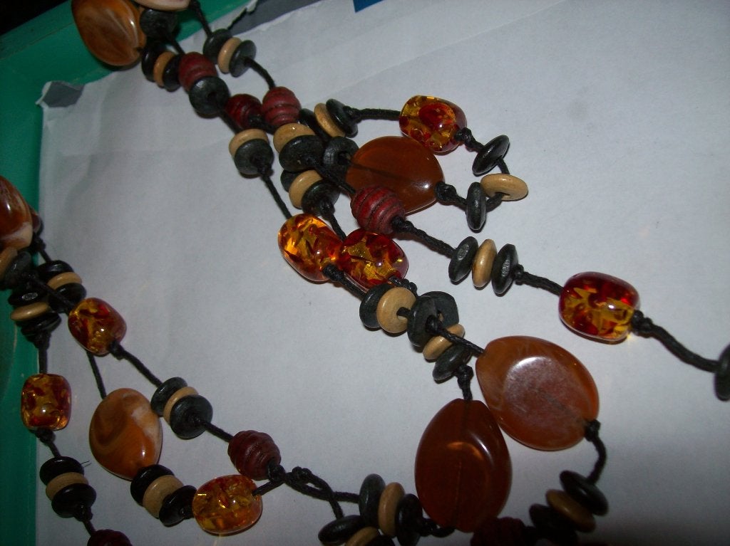 Ketting Bruine Stenen en Bijpassende Fraaie Oorbellen, Sieraden, Tassen en Uiterlijk, Overige materialen, Bruin, Nieuw, Ophalen of Verzenden