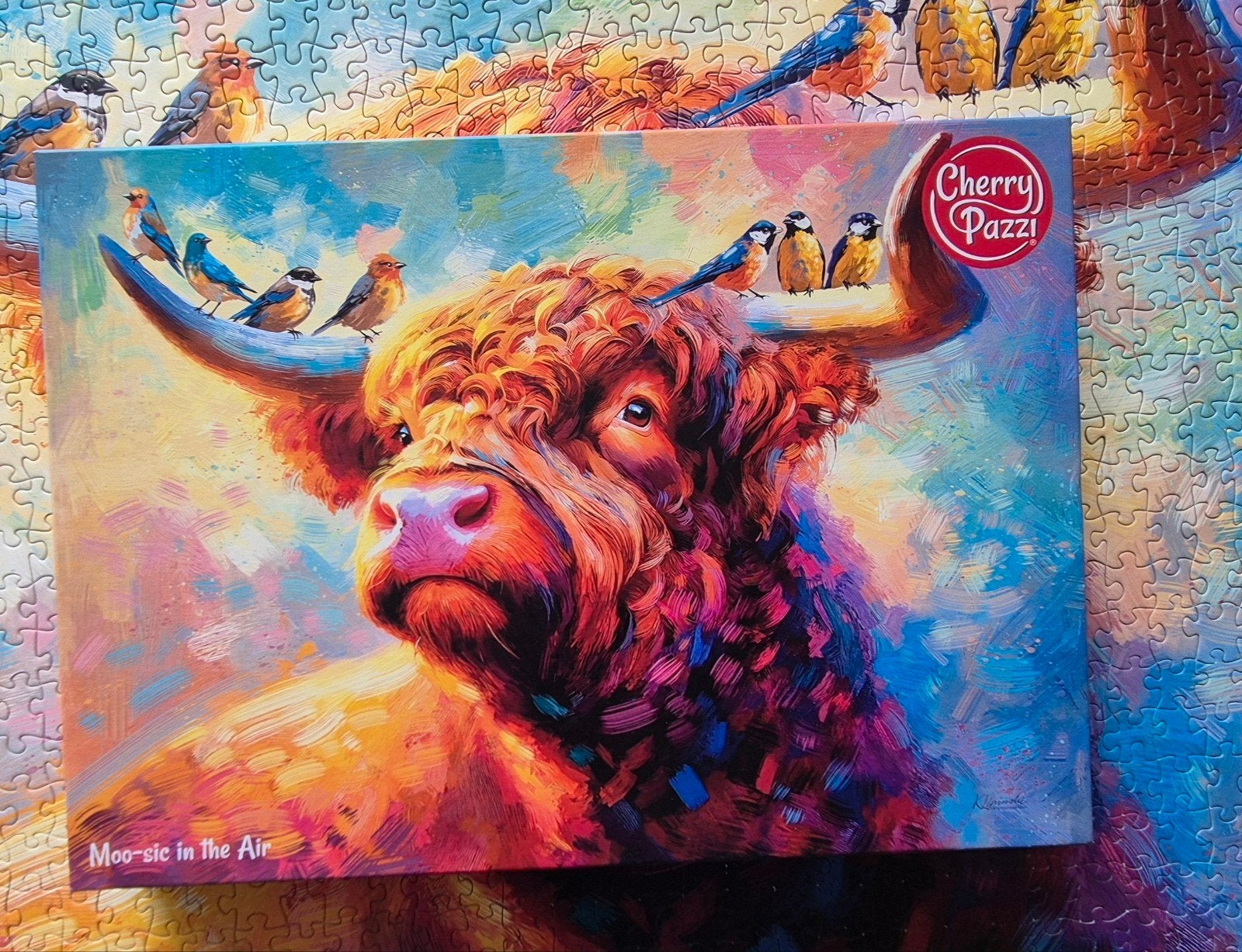Cherry plazzi puzzel, moosie in the air, Ophalen of Verzenden, 500 t/m 1500 stukjes, Gebruikt, Legpuzzel