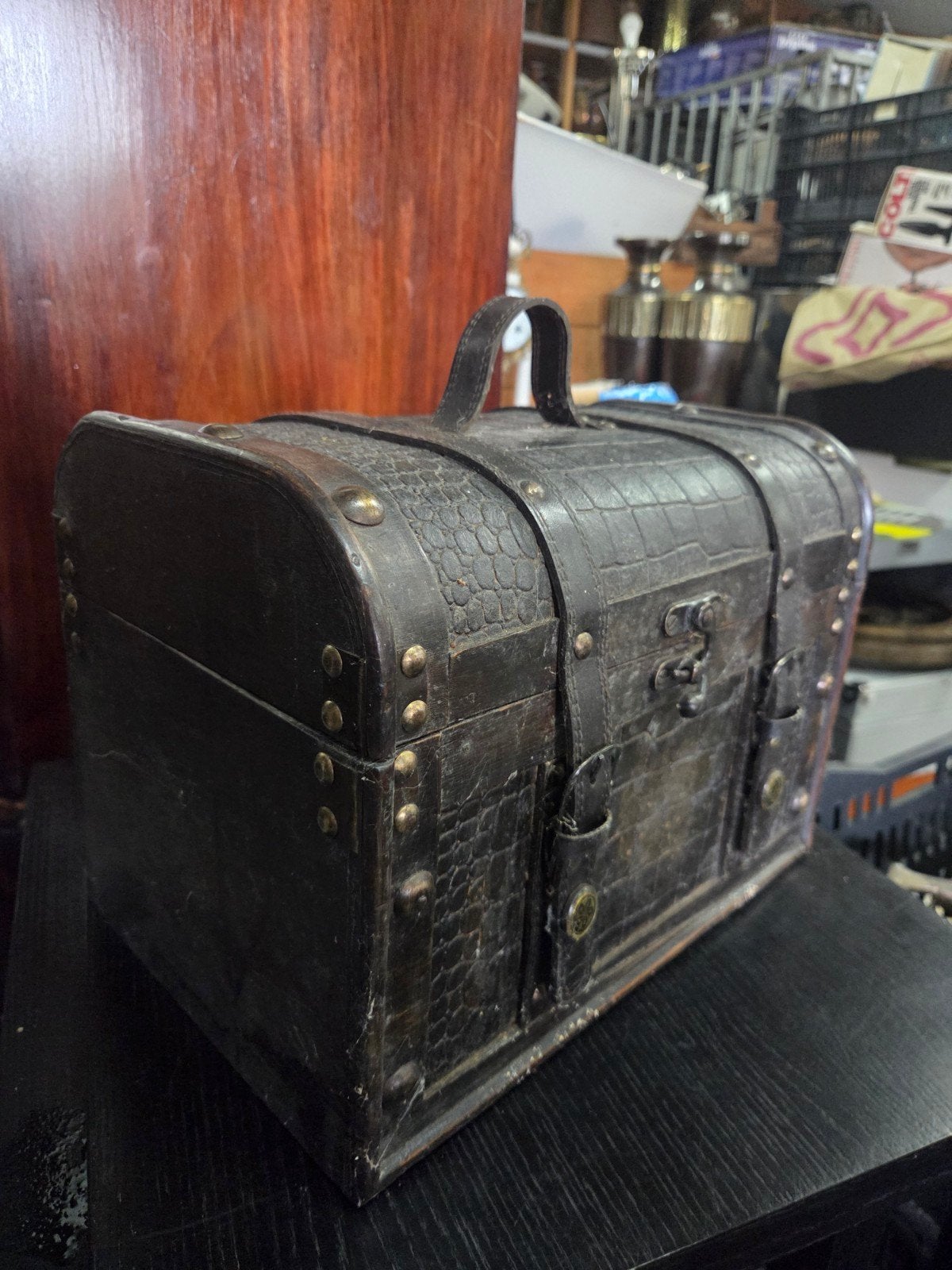 Vintage decoratieve schatkist met krokodillenleer-look, Ophalen of Verzenden
