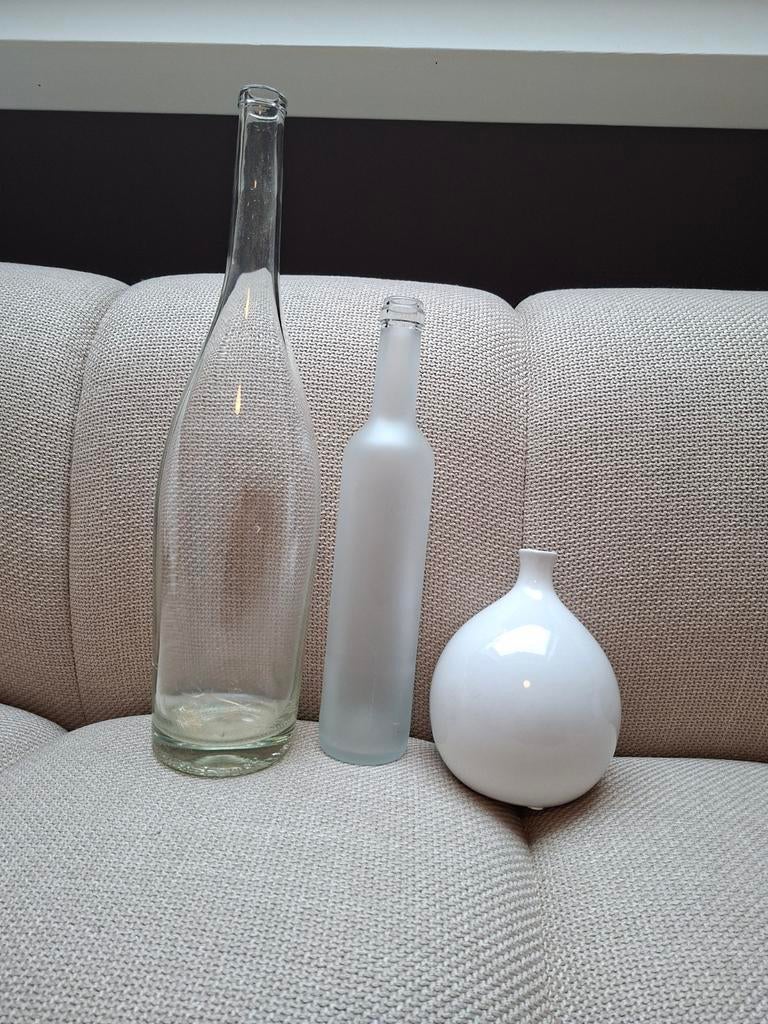 Bruiloft Decoratie - Vazen Set, Huis en Inrichting, Woonaccessoires | Vazen, Zo goed als nieuw, Wit, Minder dan 50 cm, Glas, Ophalen of Verzenden
