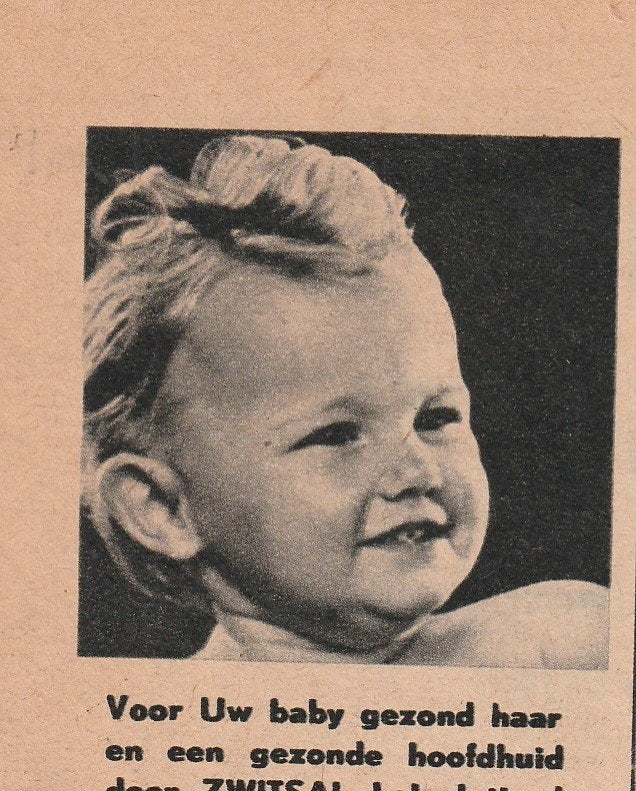 Retro reclame 1955 Zwitsal baby lotion in mooi flesje, Verzamelen, Verzenden, Overige typen