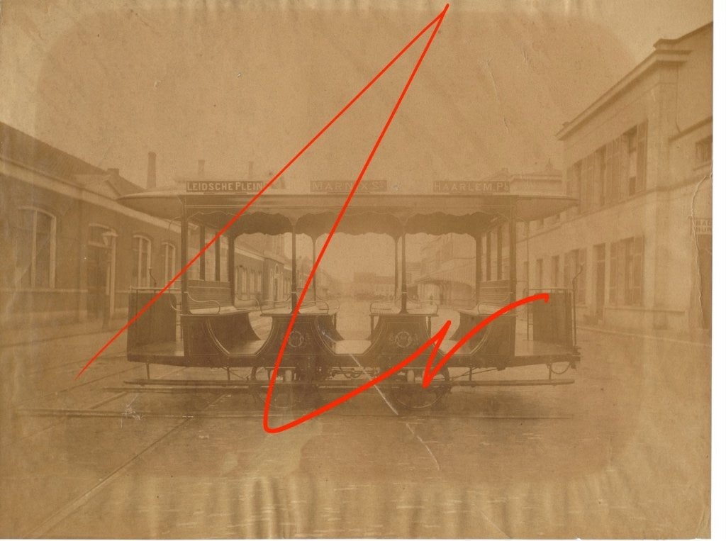 Foto Paardentram te Amsterdam, Gebruikt, Foto, Ophalen of Verzenden, Voor 1940