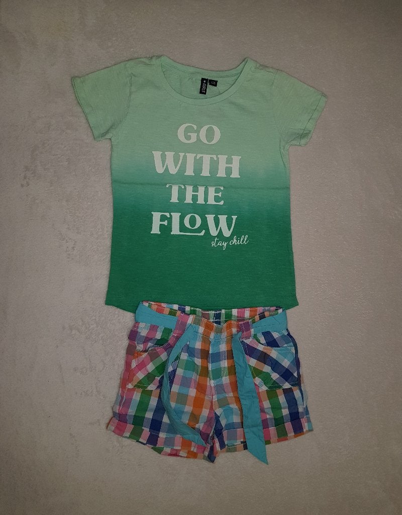 Geweldig leuk groen shirtje maat 128.NIEUW! GO WITH THE FLOW, Verzenden, Nieuw, Meisje, Shirt of Longsleeve