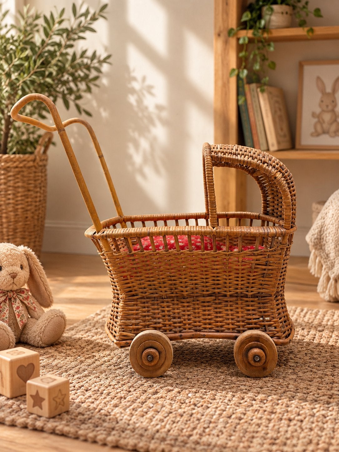 Vintage Rieten Kinderwagen voor Poppen - Handgemaakt, Ophalen of Verzenden, Gebruikt, Babypop