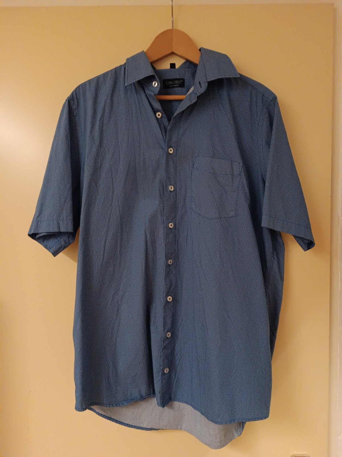 John Cabot overhemd korte mouw mt XL 43/44, Kleding | Heren, Blauw, Ophalen of Verzenden, Zo goed als nieuw, John Cabot
