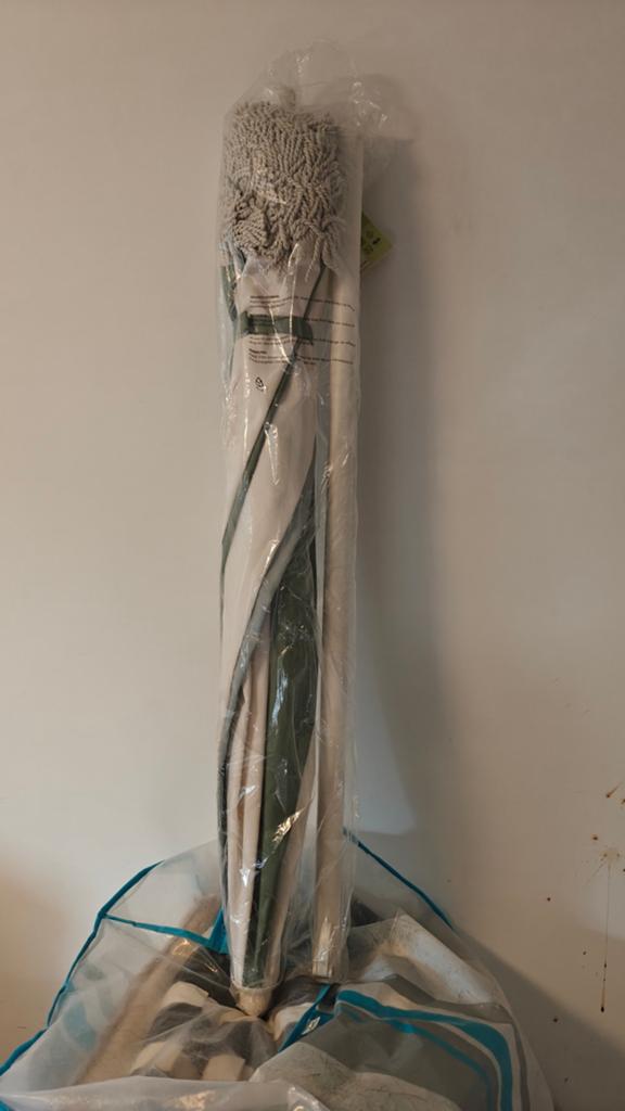 Nieuwe Oliva Strandparasol Ø200cm Zand/Lichtgroen, Ophalen of Verzenden, Nieuw, 1 tot 2 meter