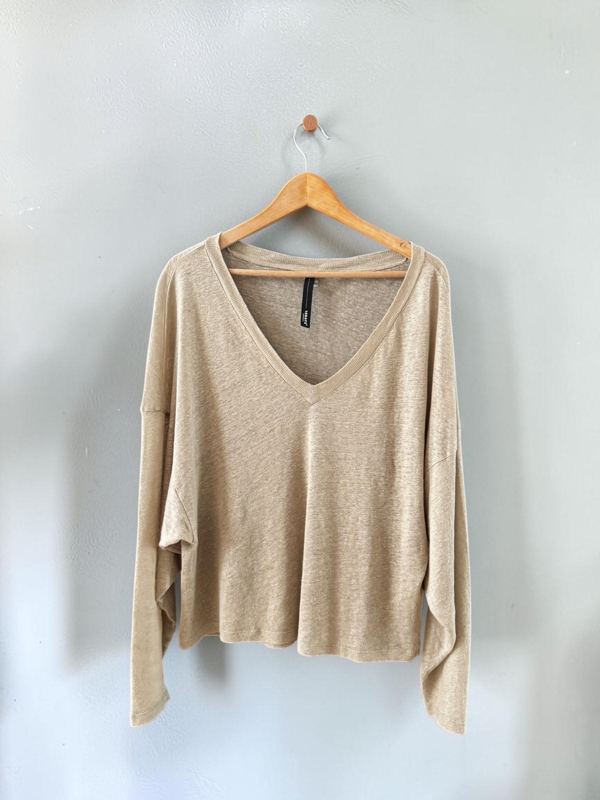 10days linnen blend top beige trui longsleeve S small 36, Beige, Ophalen of Verzenden, Zo goed als nieuw, Lange mouw