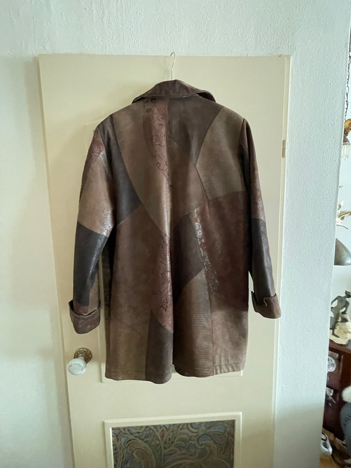 Lederen jas Giorgio Mobiani, patchwork, maat 40, Ophalen of Verzenden, Gedragen, Maat 38/40 (M), Bruin