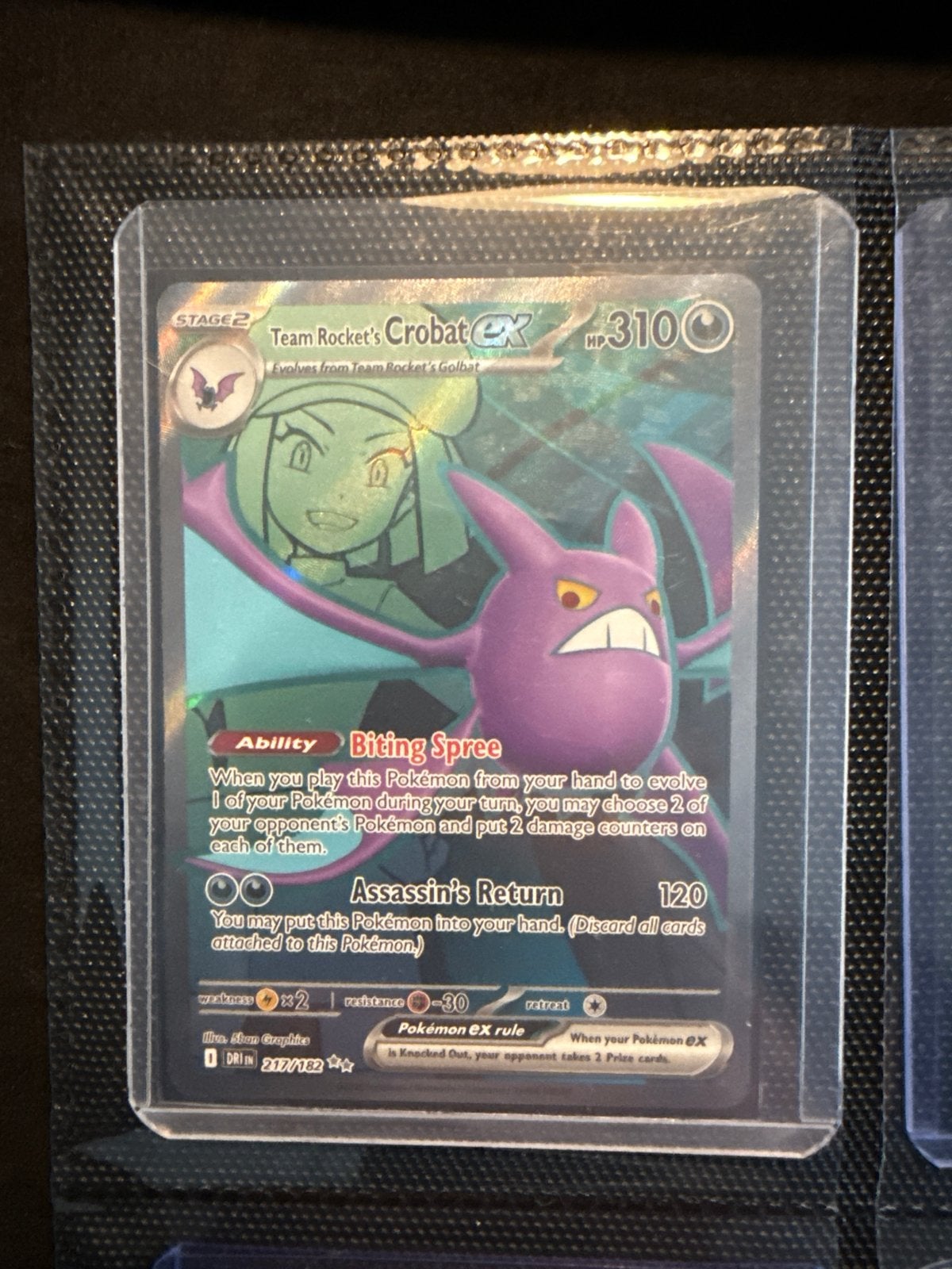 Team Rocket's Crobat ex 217/182 - Pokemon kaart, Ophalen of Verzenden, Zo goed als nieuw, Losse kaart, Foil