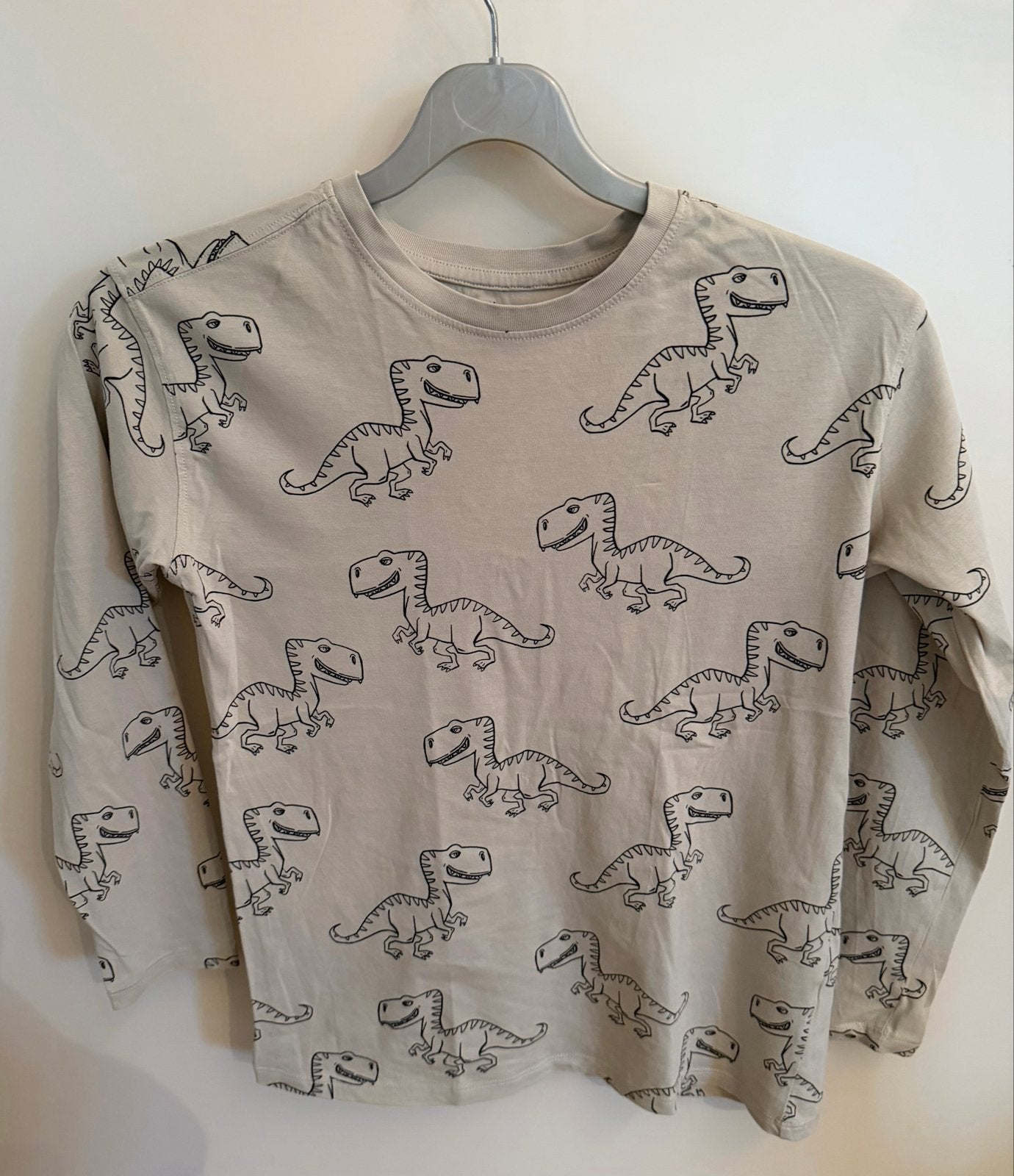 Beige H&M dino trui - maat 134/140, Ophalen of Verzenden, Zo goed als nieuw, Jongen of Meisje, Trui of Vest