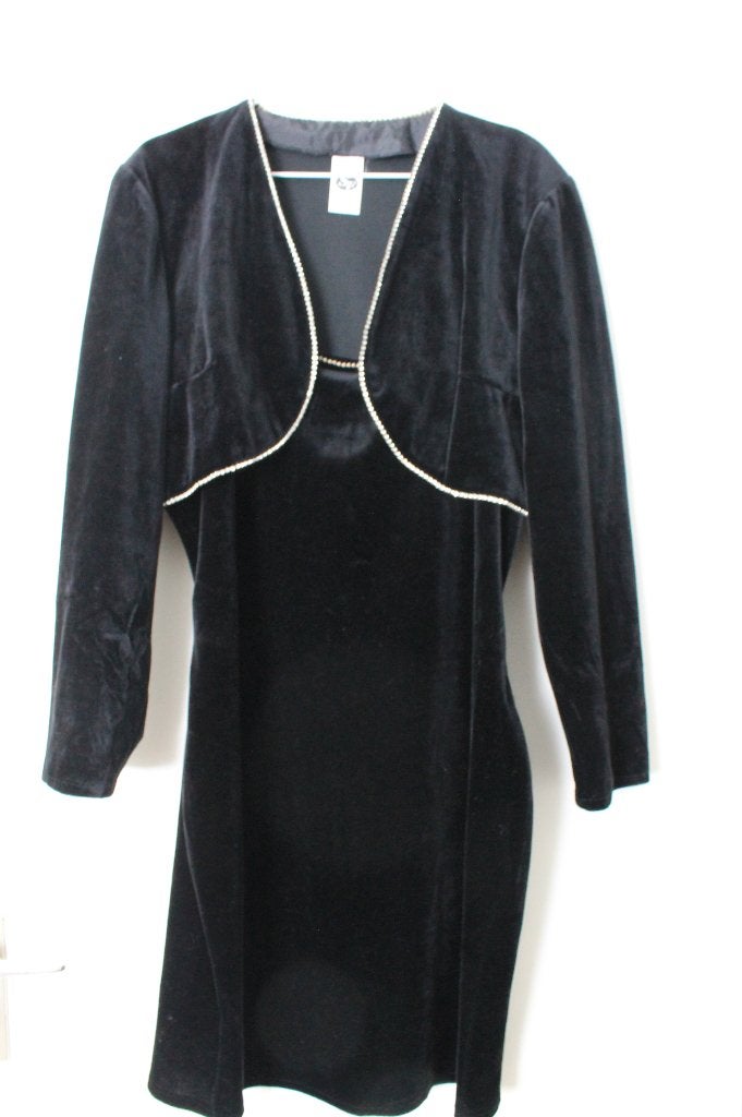 Star Faces zwarte fluwelen lange jurk met bolero maat M, Maat 38/40 (M), Verzenden, Zwart, Knielengte