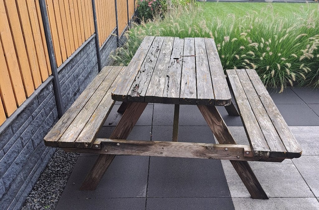 Picknicktafel gratis, Tuin en Terras, Picknicktafels, Ophalen, Gebruikt, Inklapbaar, Rechthoekig