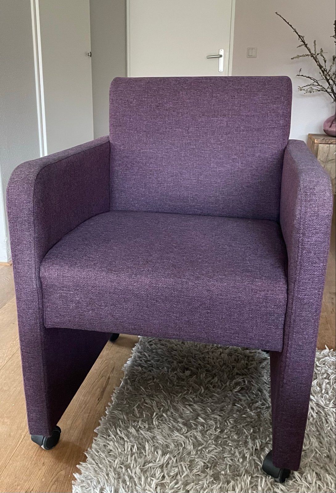Stoel, 6st, stof paars/aubergine, wieltjes., Ophalen, Overige kleuren, Stof