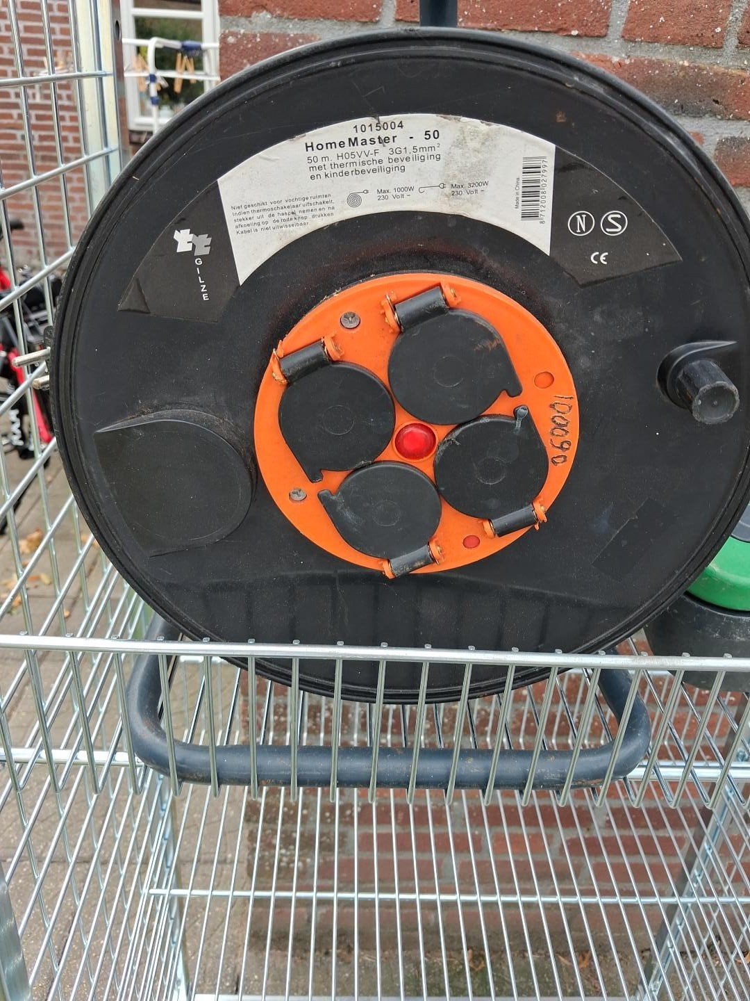 Kabelhaspel 50 meter 3G1,5mm met kinderbeveiliging, Ophalen, Gebruikt, Overige merken, Kabel of Snoer