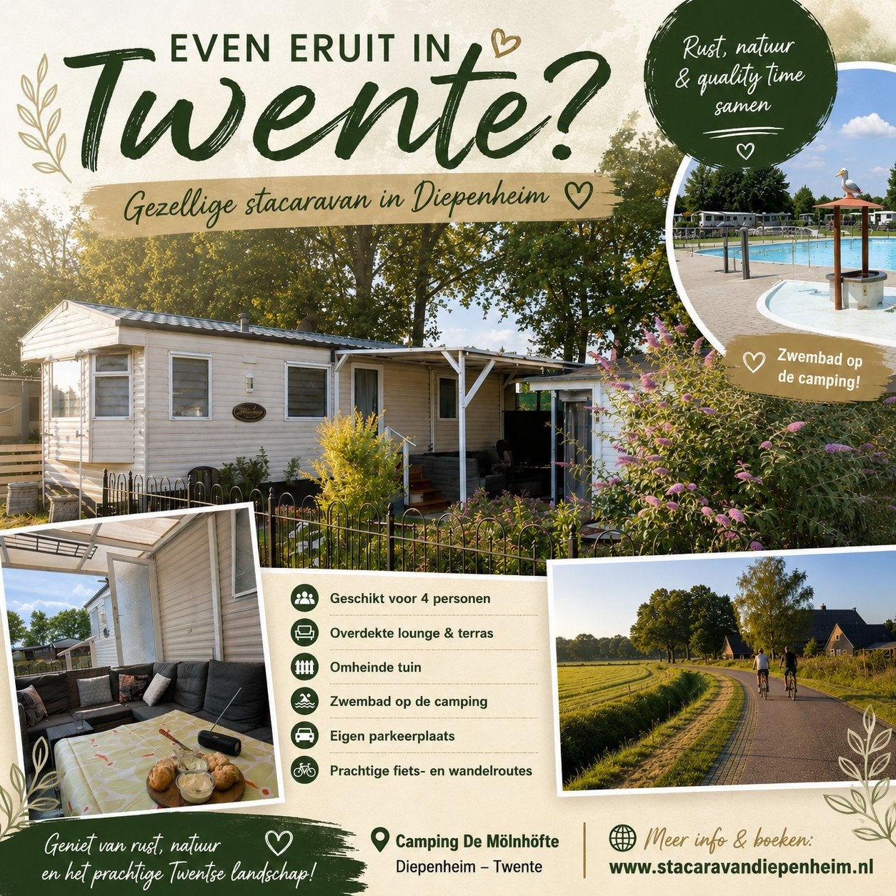 Stacaravan Twente huren | Diepenheim | 4 pers, Vakantie, Vakantie | Aanbiedingen en Last minute, Eigenaar