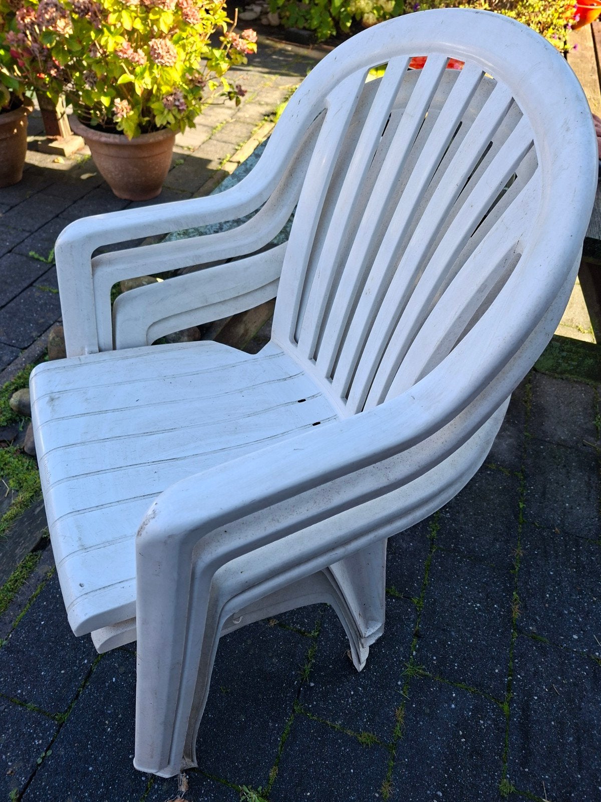 Kuipstoelen,  tuinstoelen. 4, Tuin en Terras, Ophalen, Gebruikt, Kunststof, Stapelbaar