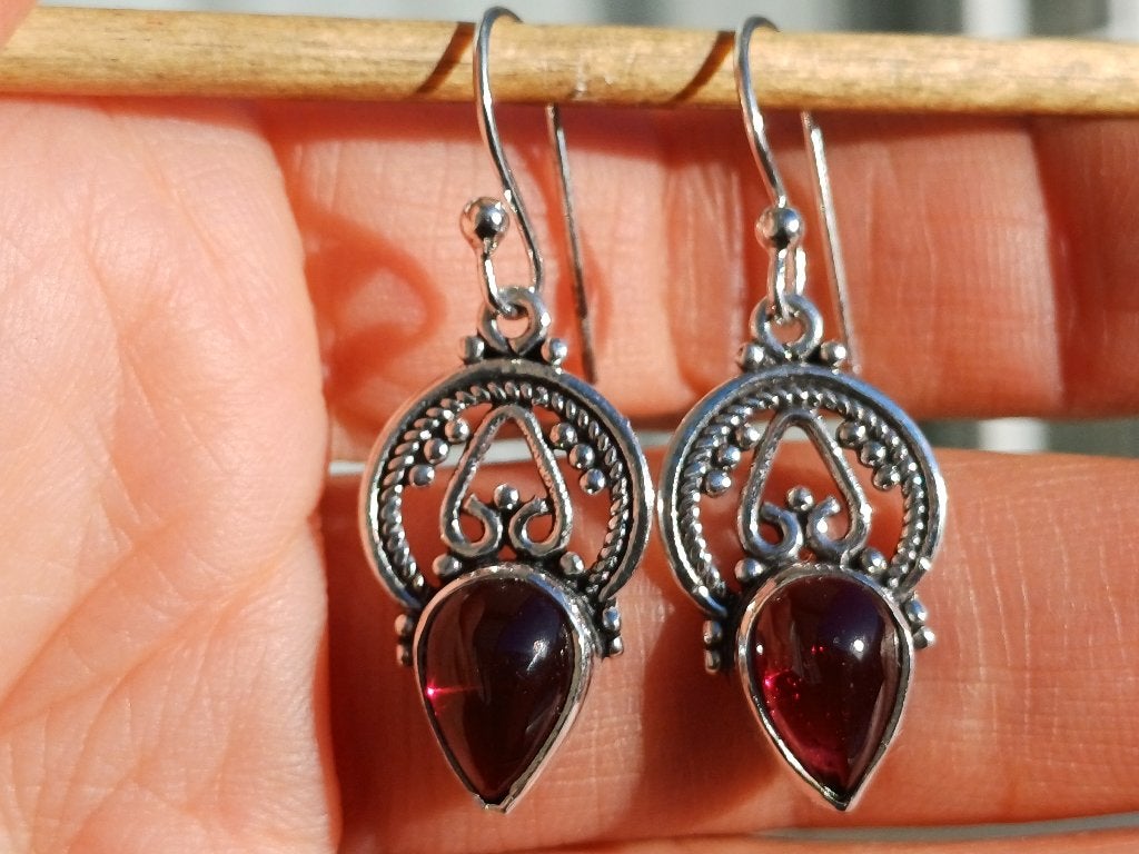 Vanoli - 925 zilveren oorbellen met granaat, Sieraden, Tassen en Uiterlijk, Daiva1973@hotmail.com, Hangers, Vanoli, Amsterdam