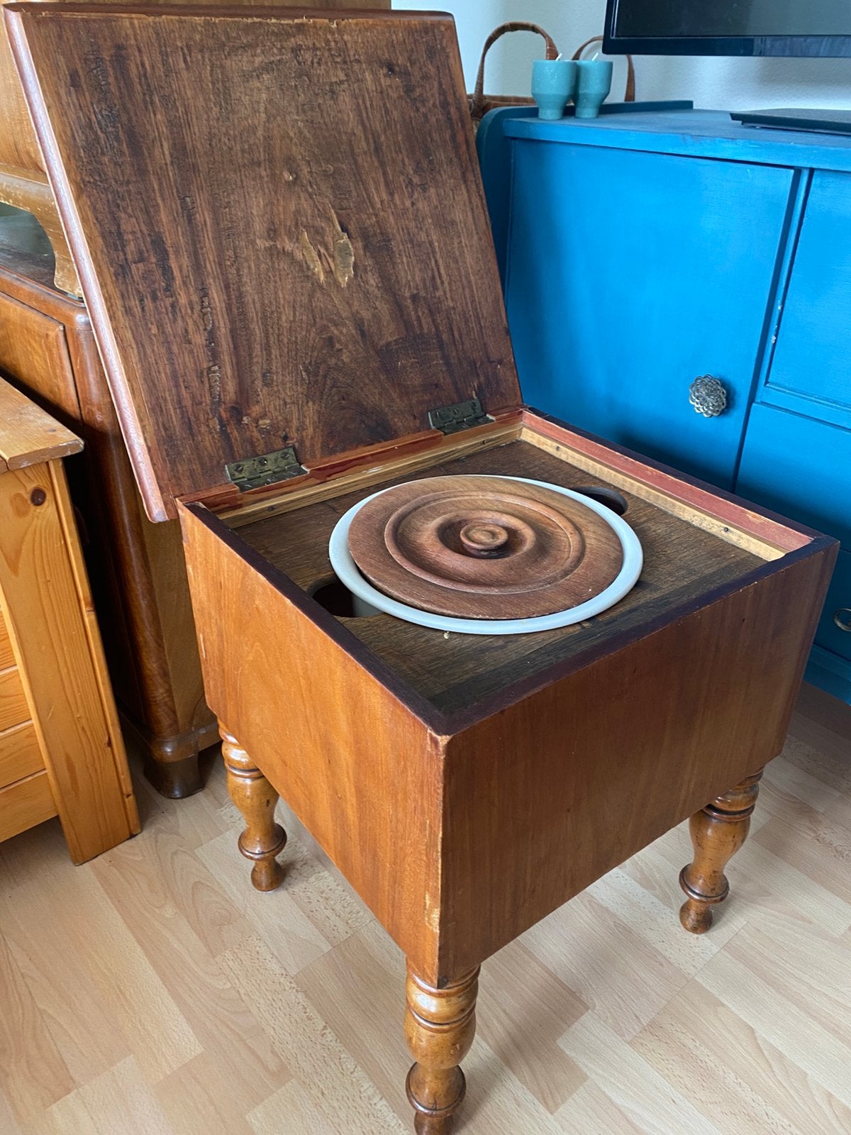 Oude po-stoel/toiletstoel/commode, Antiek en Kunst, Ophalen