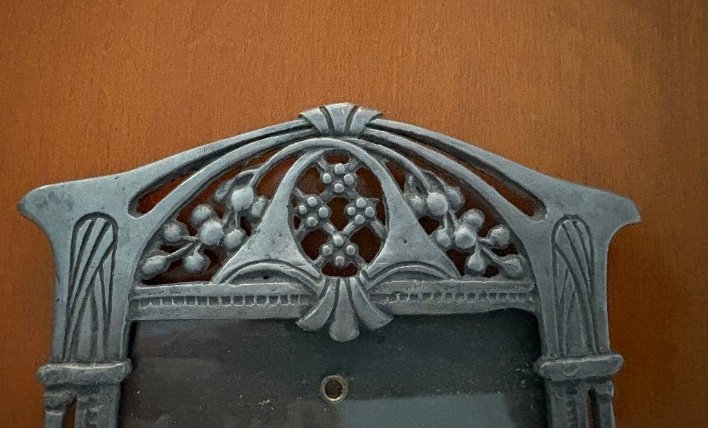 Tinnen fotolijstje Art Nouveau (Jugendstil), Antiek en Kunst, Ophalen of Verzenden