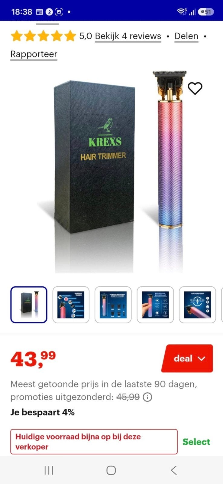 KREXS Hair Trimmer - Draadloze Tondeuse, Ophalen, Nieuw, Tondeuse