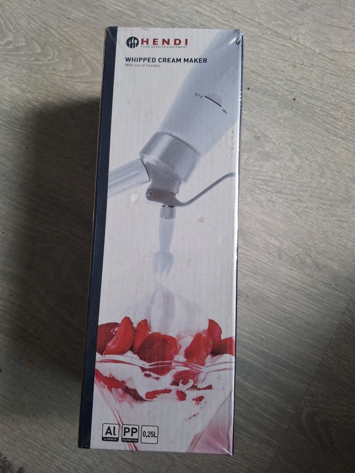 Hendi Slagroomspuit 0,25L met spuitmondjes, Overige typen, Hendi, Ophalen of Verzenden, Metaal