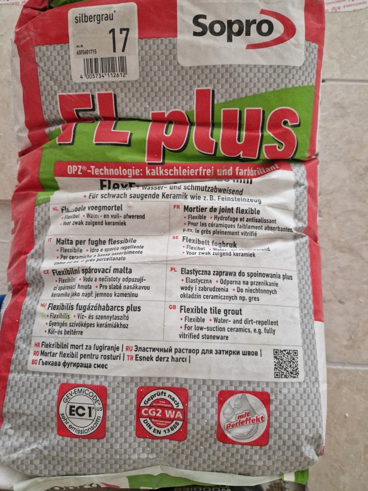 6 pakken Sopro FL plus voegmortel zilvergrijs 15 kg, Ophalen, Nieuw, Overige materialen, Overige typen