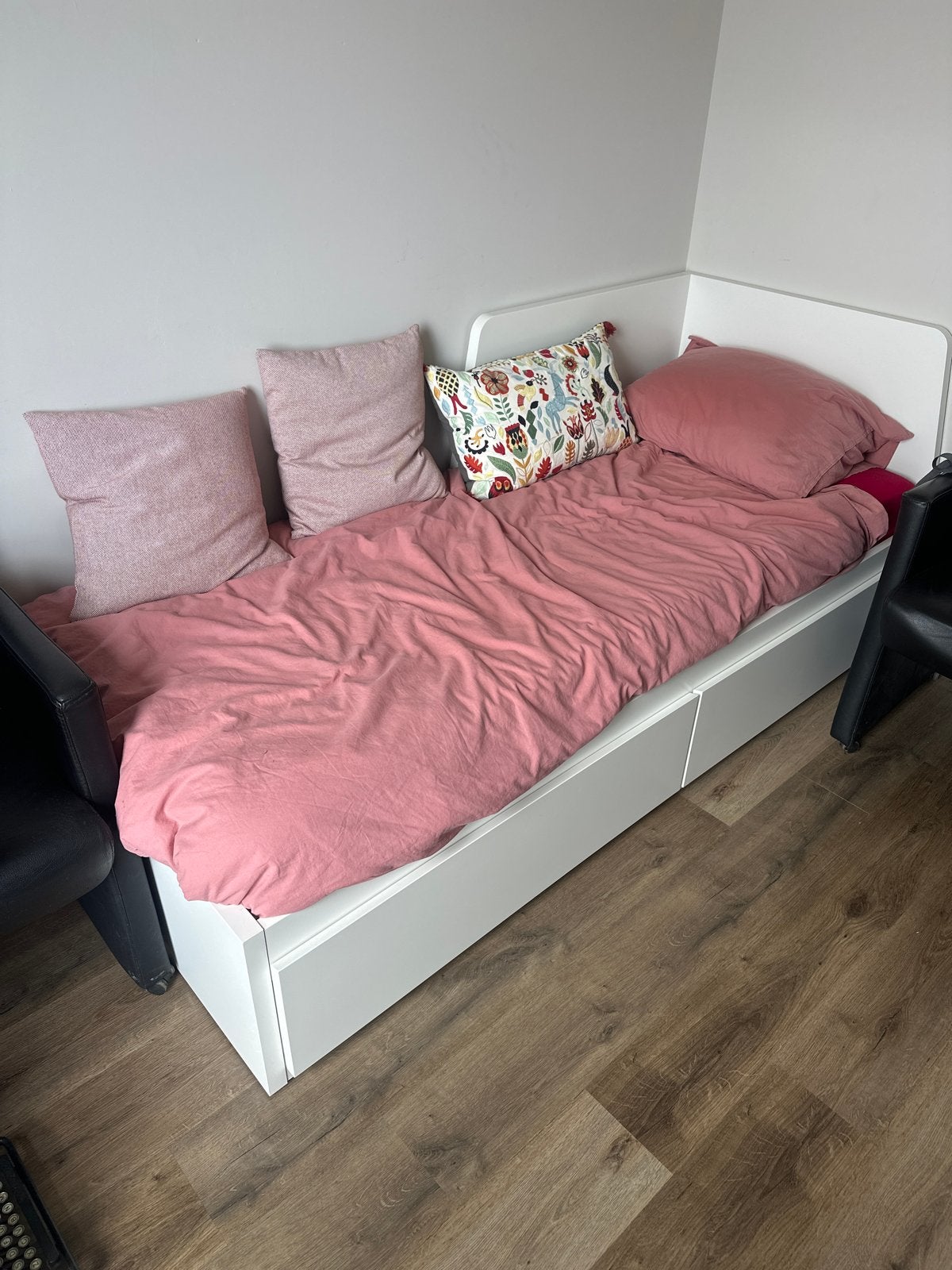 Ikea bed met opberglades - wit, Gebruikt, 90 cm, Eenpersoons, Wit
