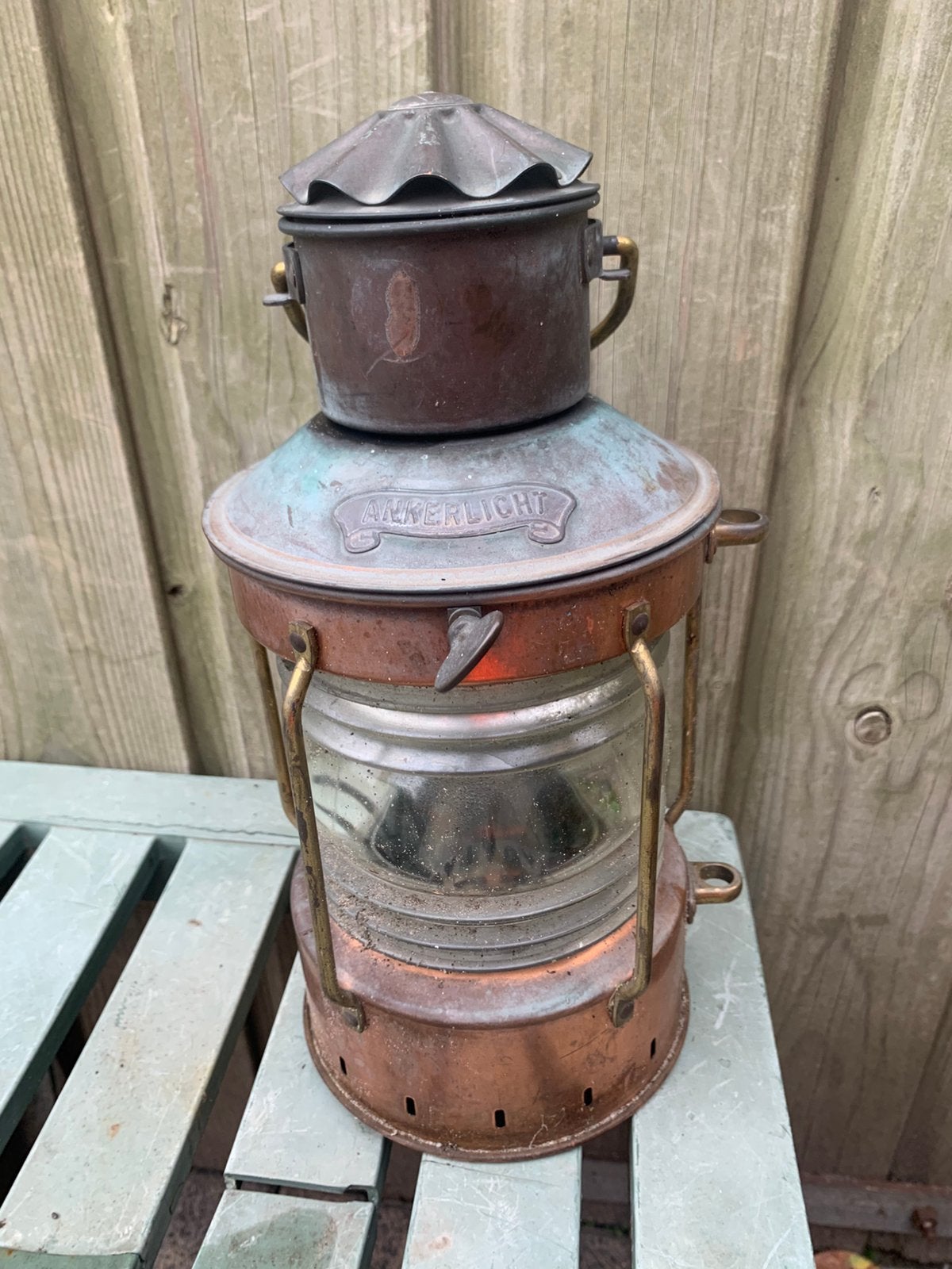 Antiek koperen scheepslamp ankerlicht, Verzenden