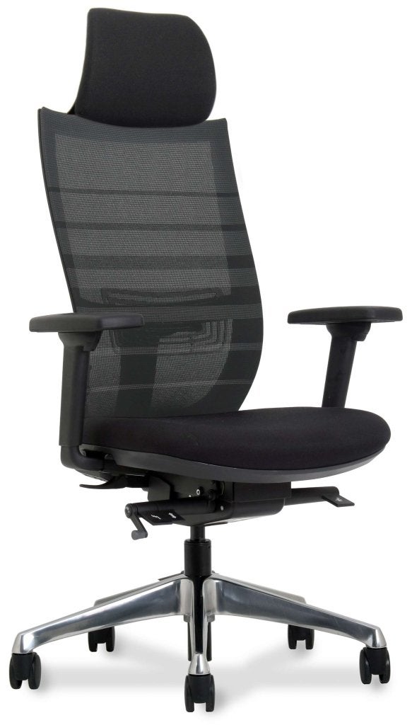 Ergo office premium bureaustoel netweave met hoofdsteun, VST, Zwart, Nieuw, Ophalen of Verzenden